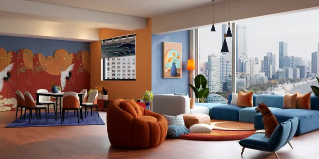 Blue and orange living space💙🔥