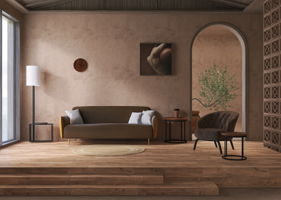 Living room brown Design Rendering