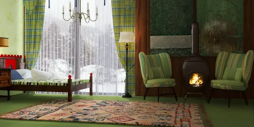 A 1970s guest bedroom