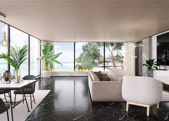 Luxury living room apartment in Hawaii Design Rendering