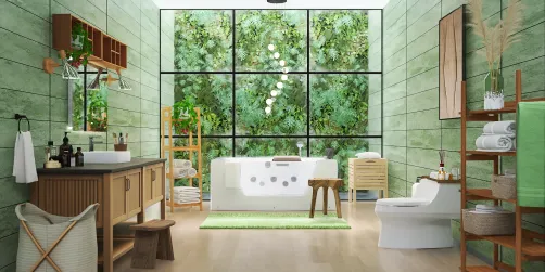 green boho bathroom