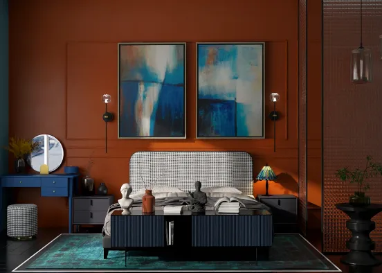 Bright eclectic bedroom Design Rendering