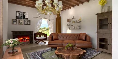 Wooden country living room