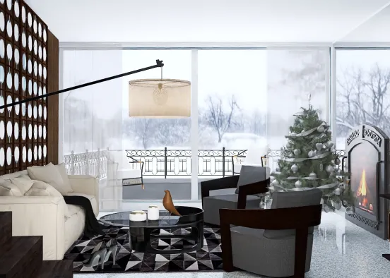 Escandinavo living Christmas room  Design Rendering