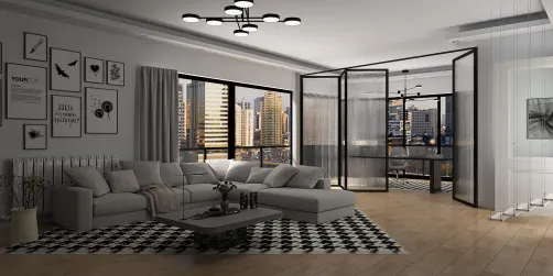 black and white apartment