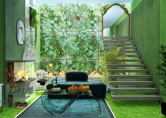 Green Meditation Room Design Rendering