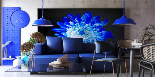 Dark blue living room idea 💡