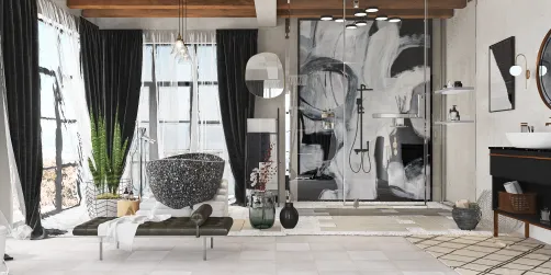 black and white bathroom suite