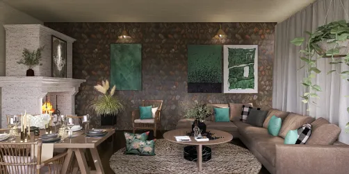 Acogedor salón con chimenea