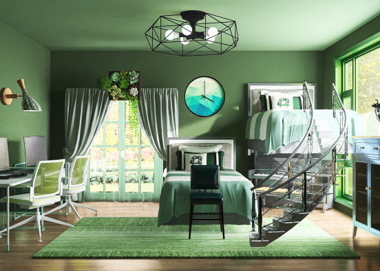 I nice green room for two! Design Rendering