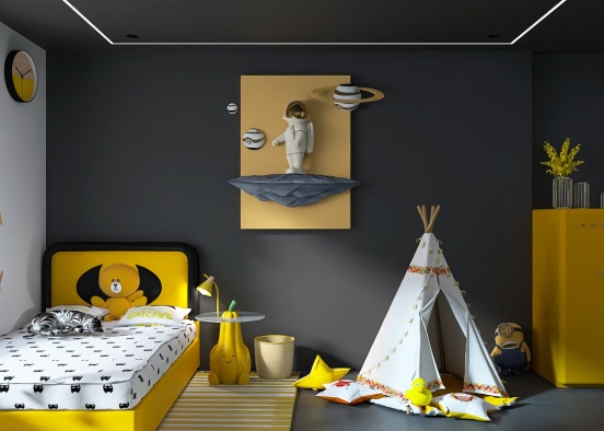 yellow kids r room Design Rendering