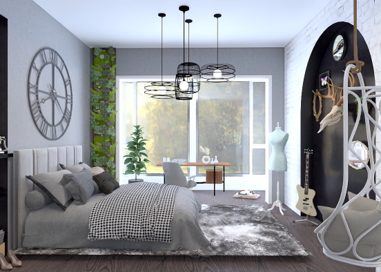 Maximalist bedroom Design Rendering