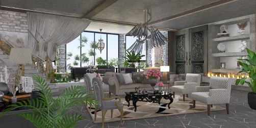 Oriental villa with indoor garden 