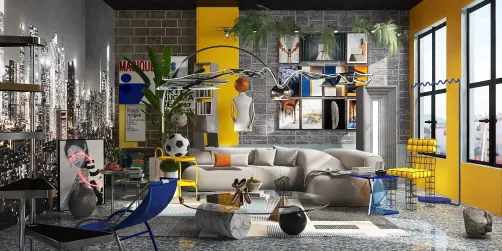 Street style contemporary living room 