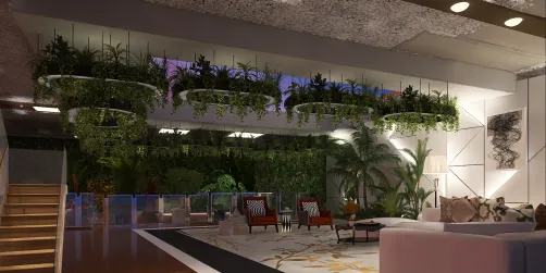 Interior decor and an interior garden with lightin