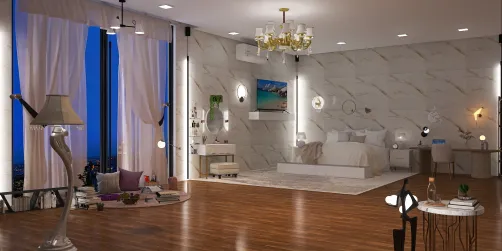 stylish bedroom with reading space