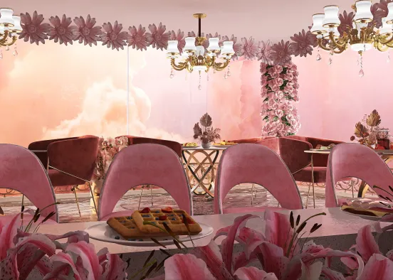 Beutiful Flower Pink Restaurant Design Rendering
