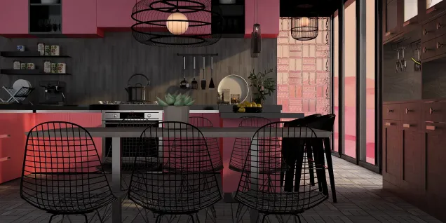 Black and Pink Kitchen 