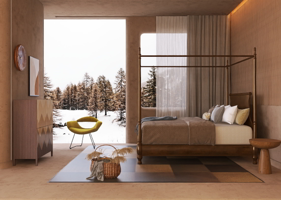 Brown bed room🤎 Design Rendering