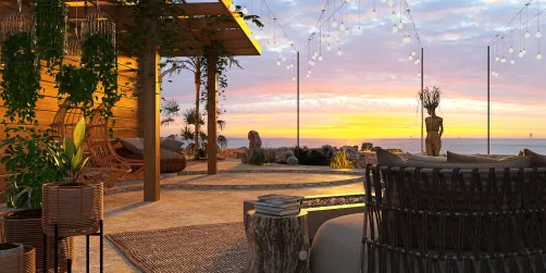 Relaxing beach backyard