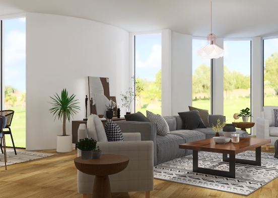 Boho Farmhouse Living Room Design Rendering