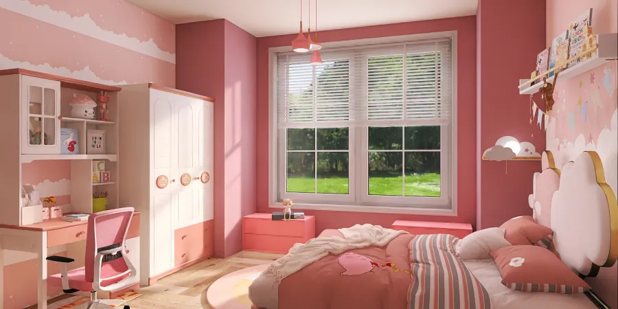 a bedroom with a bed, a dresser, and a window 