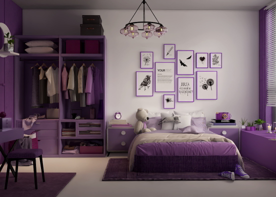 bedroom in purple tones 💜 Design Rendering