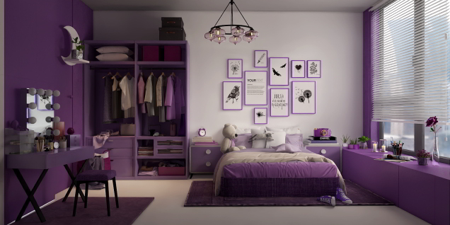 bedroom in purple tones 💜