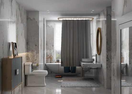 Elegant stone master bathroom  Design Rendering