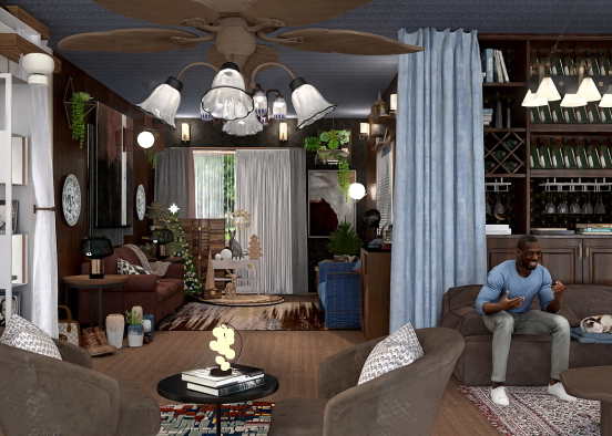 Spacious living room. Design Rendering