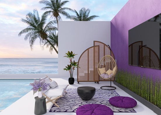 purple outdoor lounge Design Rendering