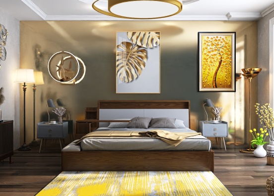 Golden bedroom idea 💡 Design Rendering