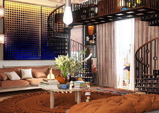 Chocolate living room. Design Rendering