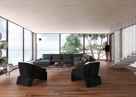 modern minimalistic living room Design Rendering