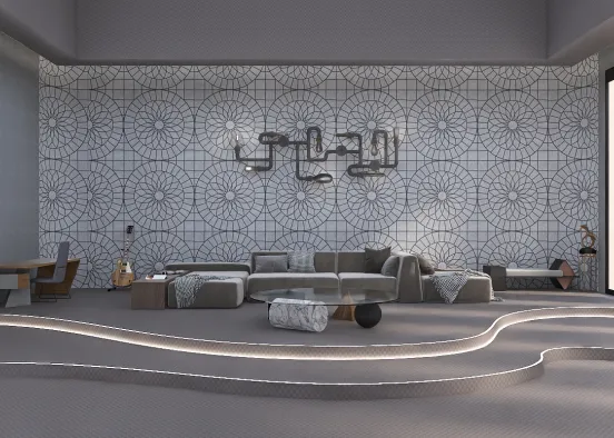 A modern geometric living room  Design Rendering