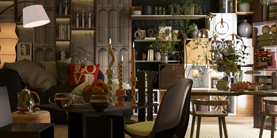 cozy living room with stylish furniture arranging in a modern eclectic style using Homestyler's smart furniture layout feature