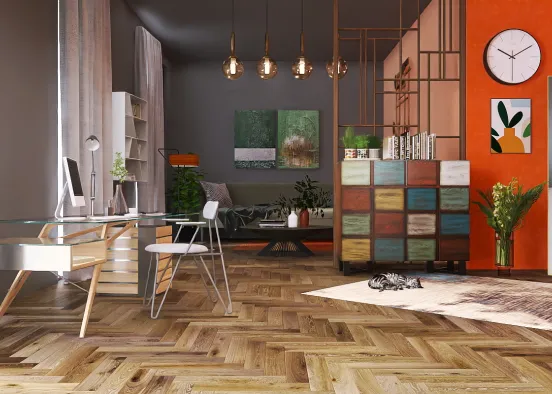 Multi-functional living room  Design Rendering