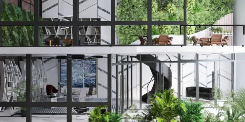 office with roof garden...