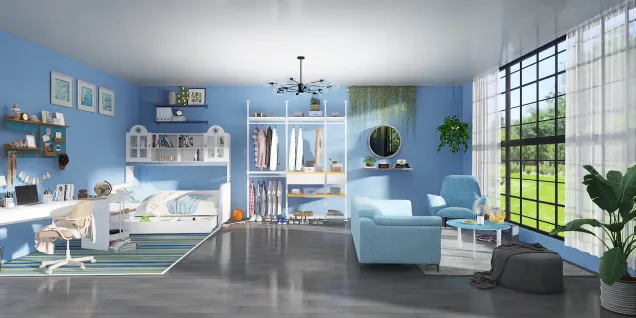 blue teen bedroom 🩵