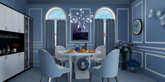 All blue dining room