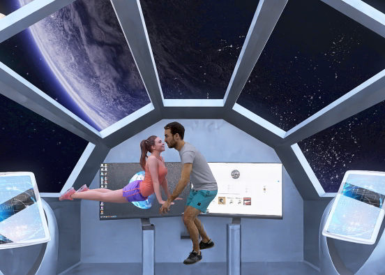 A space couple in love in weightlessness 😍🪐😁 Design Rendering