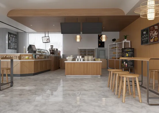 Cafe walk-thru  Design Rendering