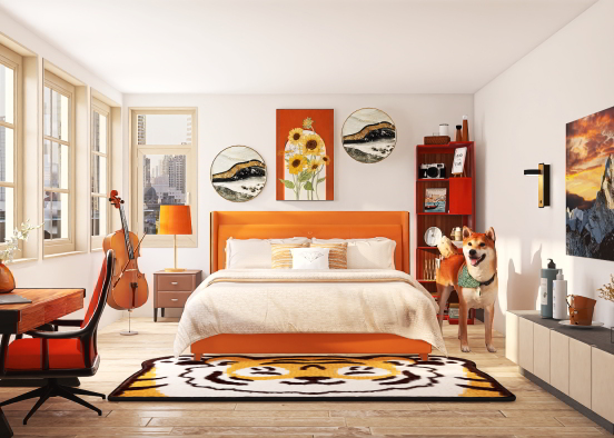 Fun Orange Bedroom!  Design Rendering