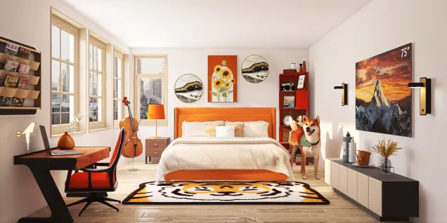 Fun Orange Bedroom! 