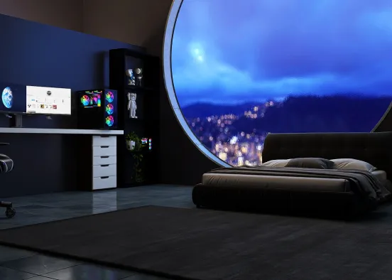 dream night bedroom (gaming setup) Design Rendering