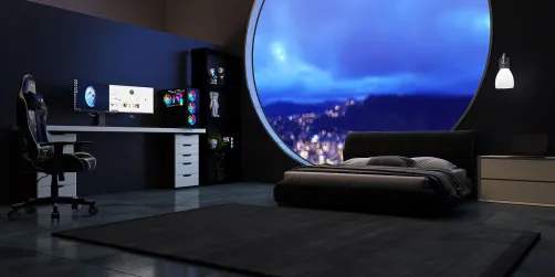 dream night bedroom (gaming setup)