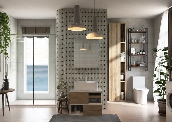 # Farmhouse Cube Bathroom Renderização de Design