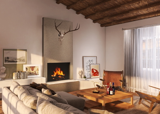 Room with fireplace 🔥 Design Rendering
