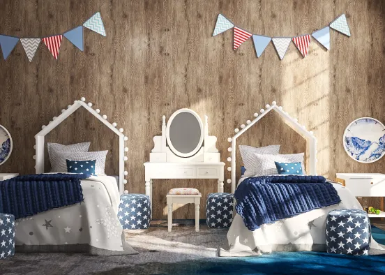 Red White and Blue Room Design Rendering