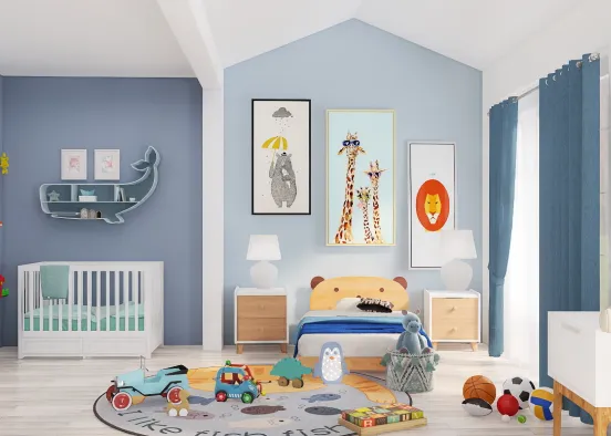 Little boys and baby boys room Design Rendering